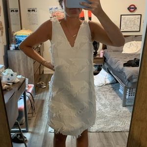 Maeve White Shift Dress with fray Details
